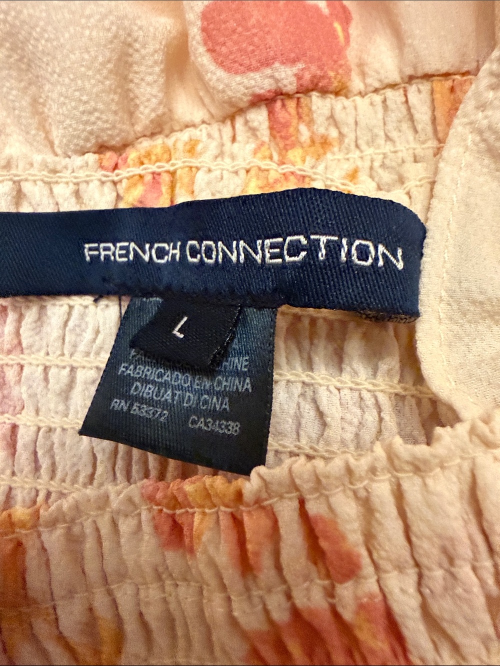 FRENCH CONNECTION BOHO MAXI PEACH FLORAL DRESS - Picture 11 of 13